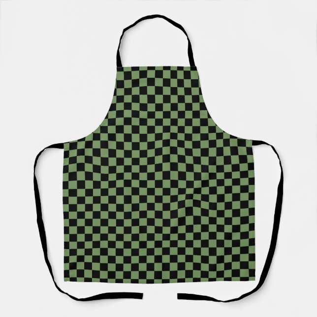 Grün-schwarzes Karo-Gingham-Muster Schürze (Vorderseite)