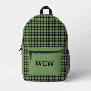 Grün-schwarzes Karo-Personalisierungsmuster Bedruckter Rucksack