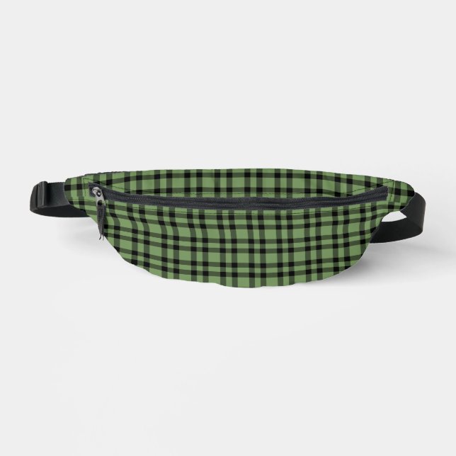 Grün-schwarzes Karomuster Bauchtasche (Vorderseite)