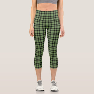 Grün-schwarzes Karomuster Capri Leggings