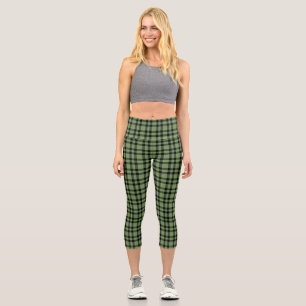 Grün-schwarzes Karomuster Capri Leggings