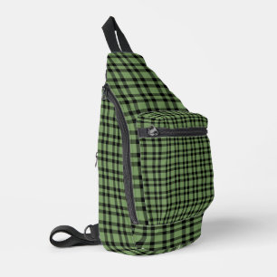 Grün-schwarzes Karomuster Crossbody Bag