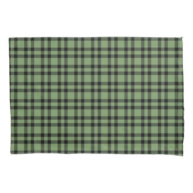 Grün-schwarzes Karomuster Kissenbezug (Vorderseite-Links)