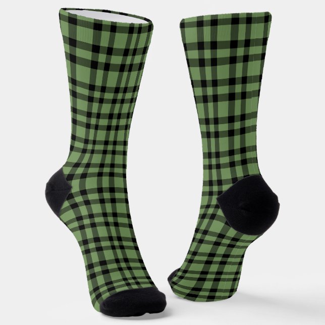 Grün-schwarzes Karomuster Socken (Gewinkelt)