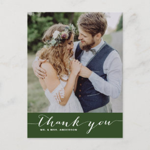Grün   Script Wedding Danke Vertical Postcard Postkarte
