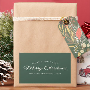 Grün, sehr froh Weihnachten Familie Name Geschenke Rechteckiger Aufkleber
