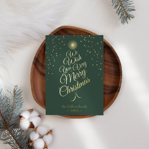 Grün sehr frohe Weihnachtsbaumfamilie Letter Folien Feiertagskarte