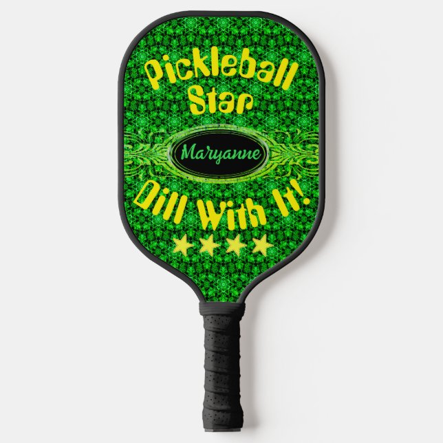 Grün-Sterne-Individuelle Name Pickleball Schläger (Vorderseite)