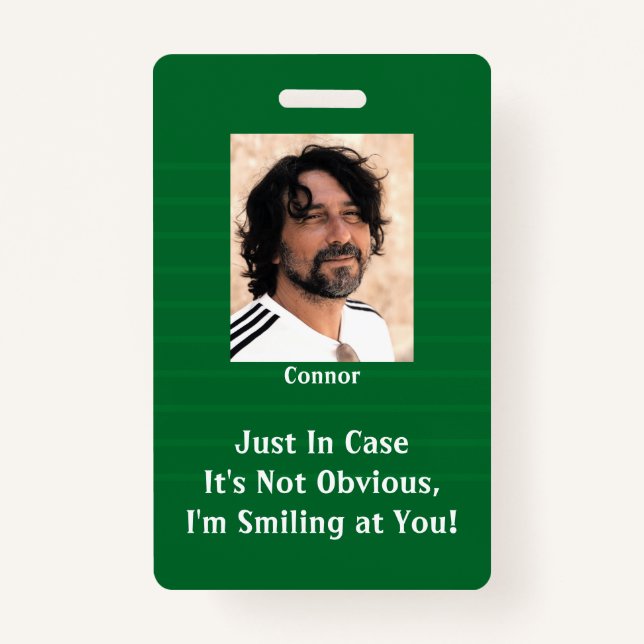 Grün Streifen lächeln hinter Ihrer Maske Hallo Ausweis (Vorderseite)