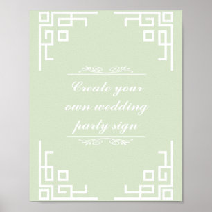 Grün-Swirl-White-Border-Wedding-Party-Zeichen Poster