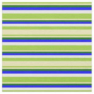 Grün, Tan, Dunkelgrün, Blau und Weiß Stoff