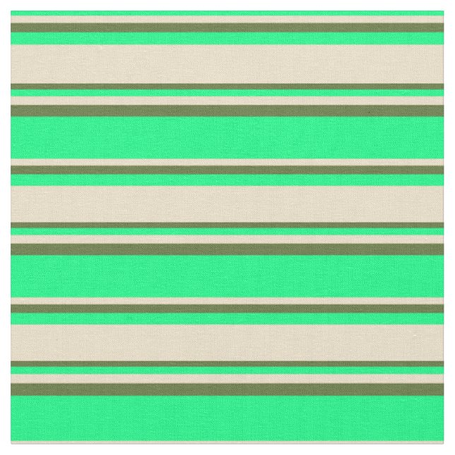 Grün, Tan und Dunkelofen Grüne Linien Stoff (Nahaufnahme)