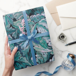 Grün & Teal Morris Blätter Geschenkpapier