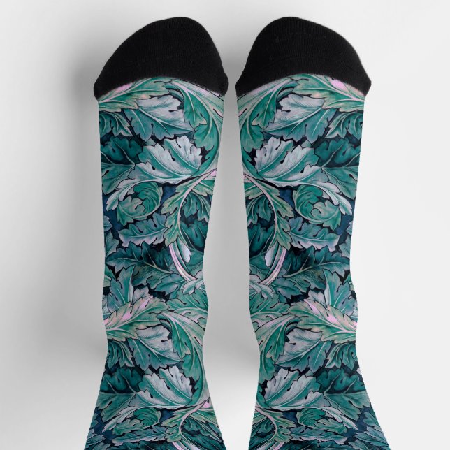 Grün & Teal Morris Blätter Socken (Oben)