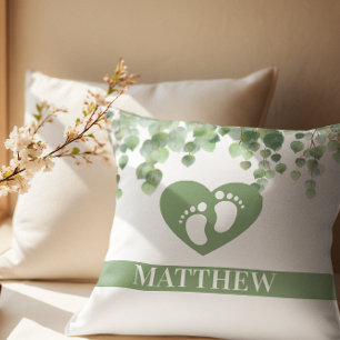 Grün und Babyfüße Babyparty Kissen