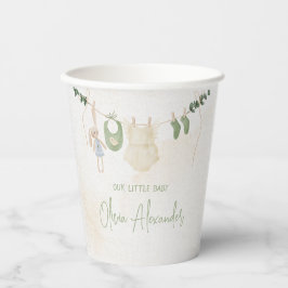 Grün und Beige Dusche für ein zartes Wasserfarbenw Pappbecher