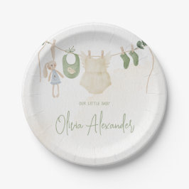 Grün und Beige Dusche für ein zartes Wasserfarbenw Pappteller