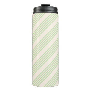 Grün und Beige Streifen Muster Thermaltumbler Thermosbecher