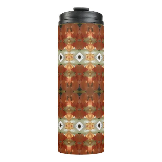 Grün und Bernstein Ikat 11 Thermosbecher (Vorderseite)