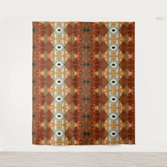 Grün und Bernstein Ikat 11 Wandteppich (Vorderseite)