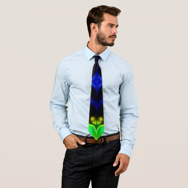 Grün und Blau Fraktal Design Neck Tie Krawatte (Beispiel)