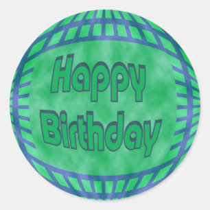 grün und blau Happy Birthday Runder Aufkleber