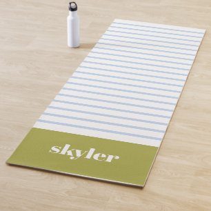Grün und Blau moderne gestreifte Monogramme Yogamatte