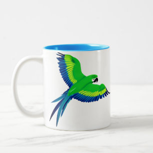 Grün und Blau / Papagei fliegen Zweifarbige Tasse