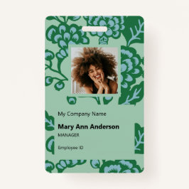 Grün und Blau Vibranu und feines Blumenmuster Ausweis