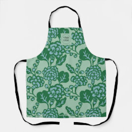 Grün und Blau Vibranu und feines Blumenmuster Schürze