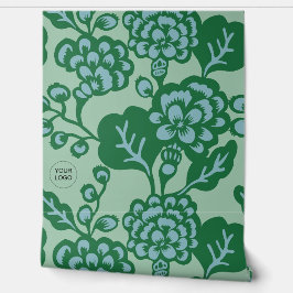 Grün und Blau Vibranu und feines Blumenmuster Tapete