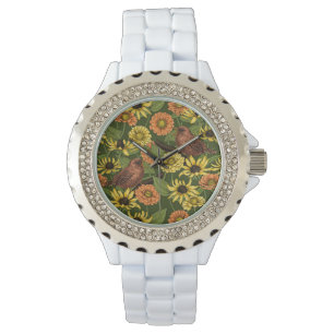 Grün und Blume Armbanduhr