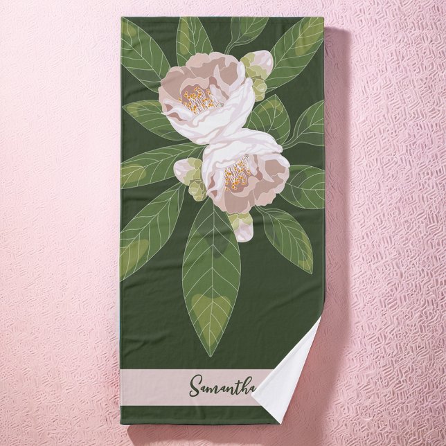 Grün und Blume Elegant Badehandtuch (Lush Flower and Greenery Elegant Bath Towel)