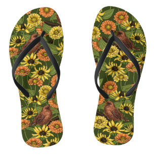Grün und Blume Flip Flops