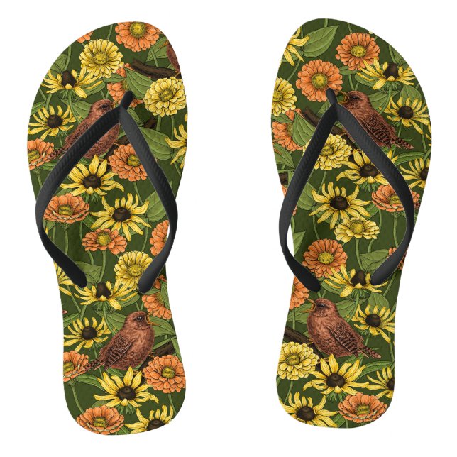 Grün und Blume Flip Flops (Fußbett)