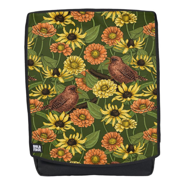 Grün und Blume Rucksack (Vorderseite)