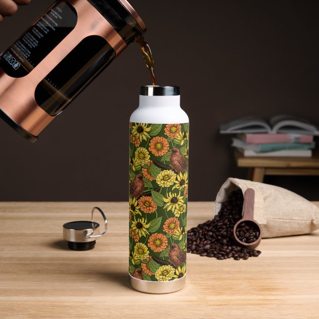 Grün und Blume Trinkflasche (Kaffee)