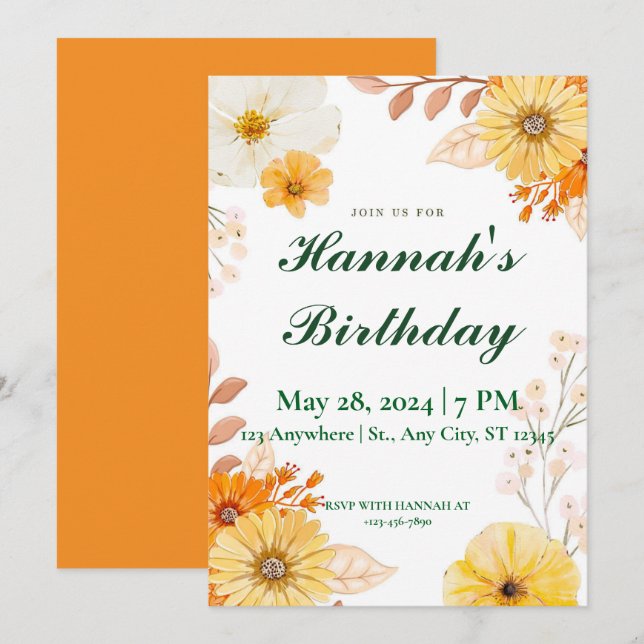 Grün und Braun Einladung (Vorne/Hinten)