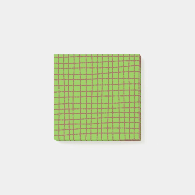 Grün und Braun Karo Muster Stilvoll Post-it Klebezettel (Vorderseite)
