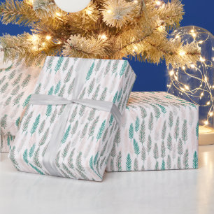 Grün und Braun Pine Blätter Weihnachten Geschenkpapier
