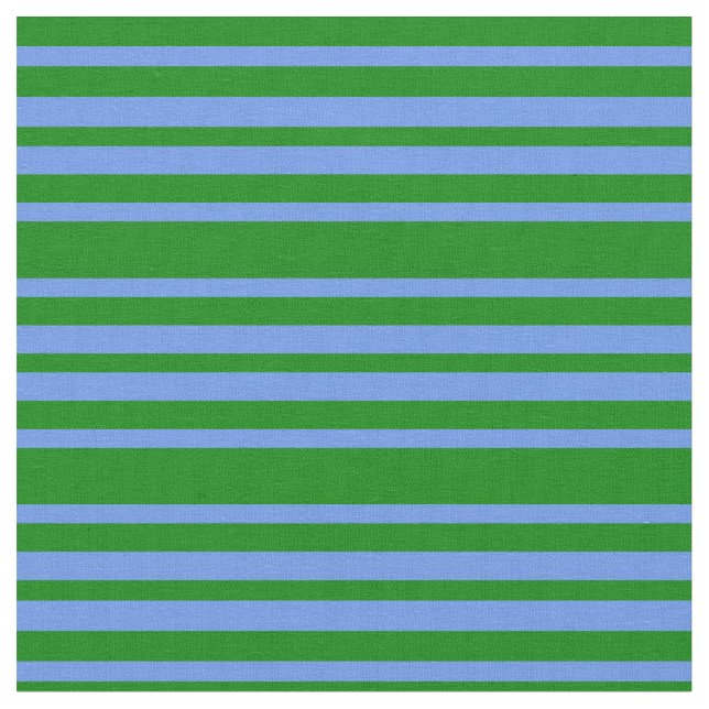 Grün- und Cornblumenmuster Blaue Streifen Stoff (Nahaufnahme)