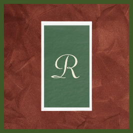 Grün und Creme Mit Monogramm Minimalistisch Serviette