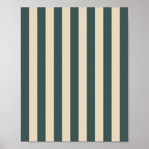 Grün und cremefarbene vertikale Streifen Poster