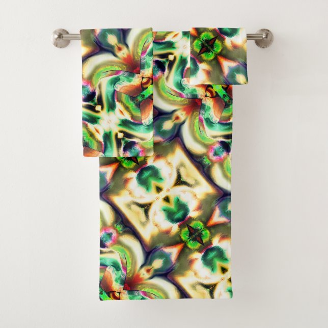 Grün und farbig mit grobem Glas-Stil Badhandtuch Set (Insitu)