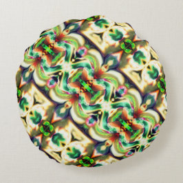 Grün und farbig mit grobem Glas-Stil Rundes Kissen