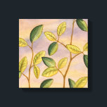 Grün und Gelb Blätter im Hintergrund Leinwanddruck<br><div class="desc">Der lila und goldene Hintergrund eines Sonnenuntergangs bildet den perfekten Kontrast zu den gelben und grünen Blätter,  auf die Megan Meagher sich in diesem Werk konzentriert. Man kann fast den Wind singen hören,  wenn er die Blätter sanft umhüllt.</div>