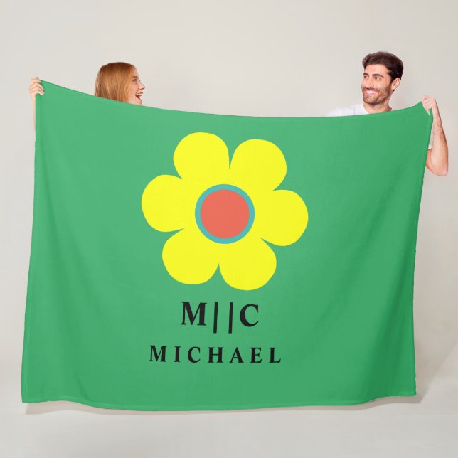 Grün und Gelb, einfach, modern Fleecedecke (Beispiel)