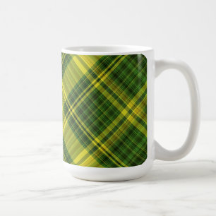 Grün und Gelb Kariert (geknickt) Kaffeetasse