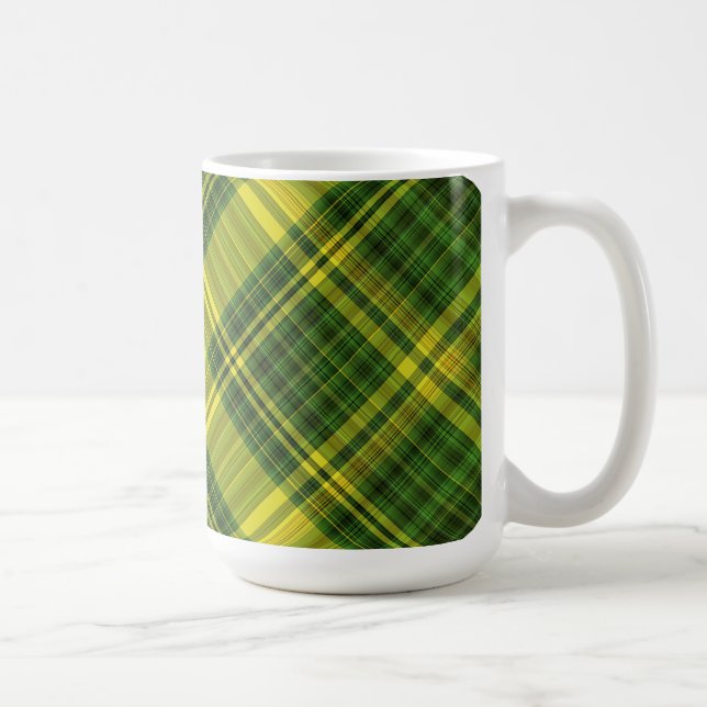 Grün und Gelb Kariert (geknickt) Kaffeetasse (Rechts)