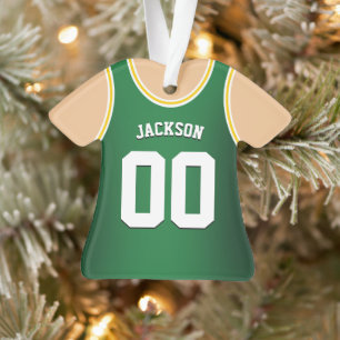 Grün und Gelb Teamfarben Basketball Tank Ornament